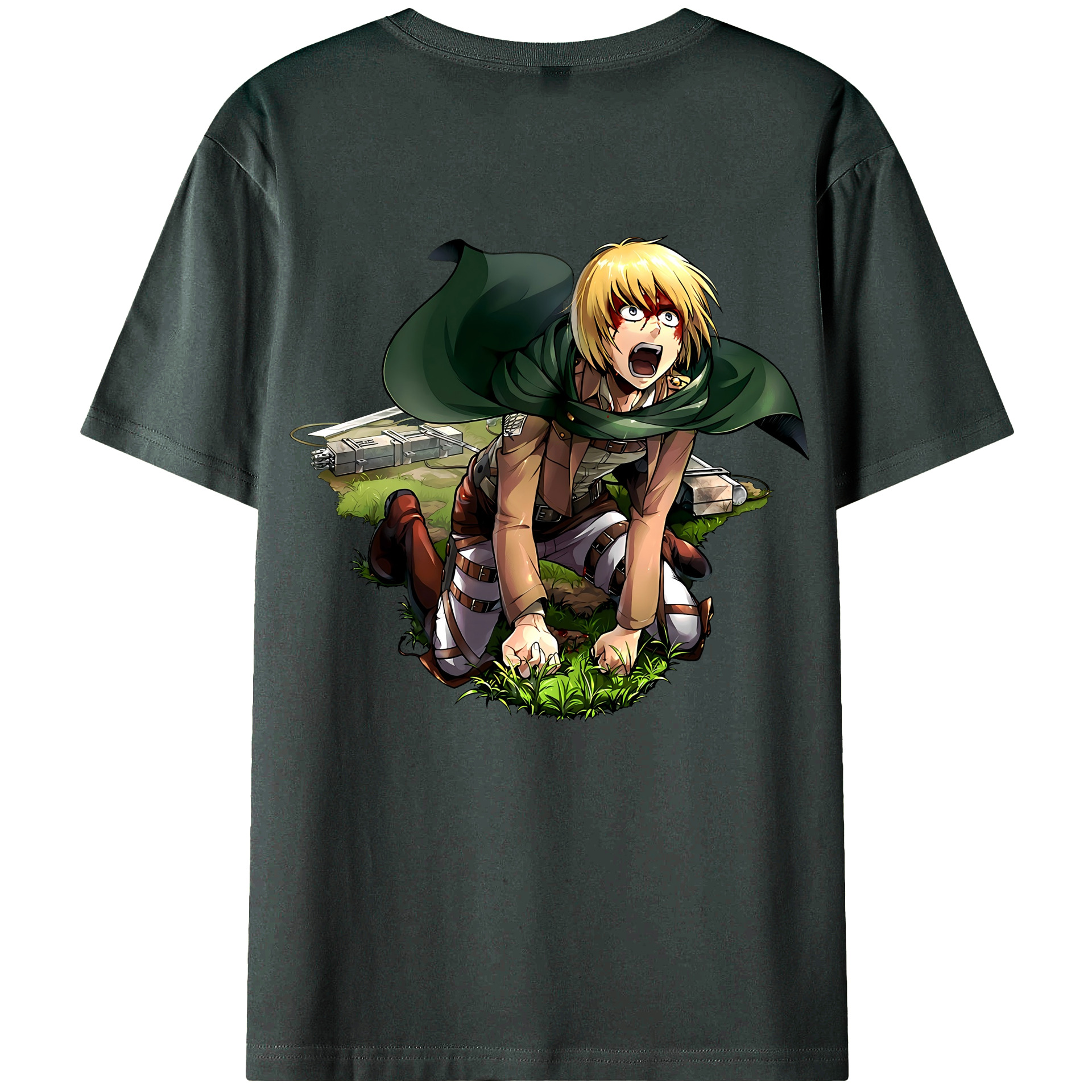 （画像用） 進撃の巨人 アルミン·アルレルト Attack on Titan Armin Arlert 綿100％ メンズ半袖Tシャツ（バックプリント） 通気性